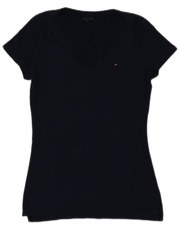 TOMMY HILFIGER Womens T-Shirt Top UK 12 Medium Navy Blue Cotton