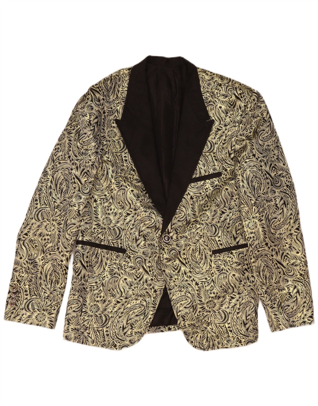 Vintage Mens 1 Button Blazer Jacket UK 38 Medium Gold Paisley
