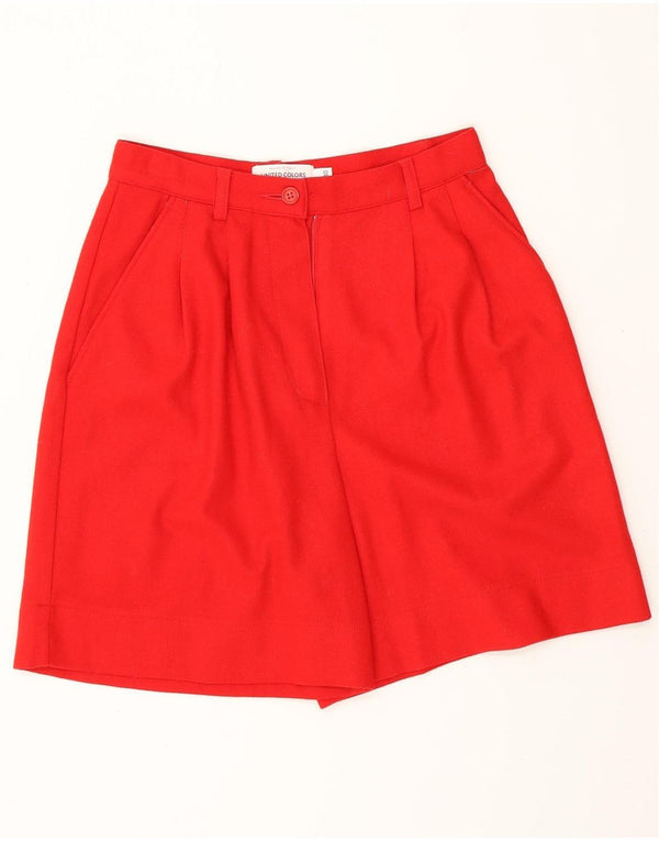 BENETTON Womens High Waist Pegged Casual Shorts IT 40 Small W24 Red Wool