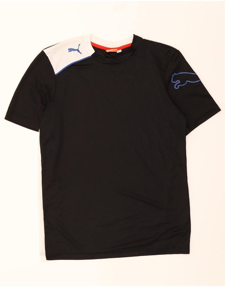 PUMA Mens Graphic T-Shirt Top Small Black Colourblock Vintage Puma and Second-Hand Puma from Messina Hembry 