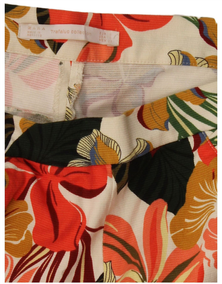 ZARA Womens High Waist Chino Shorts Small W26 Multicoloured Floral