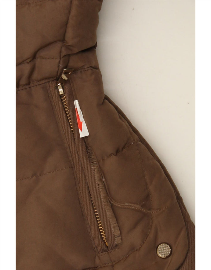 Zara Womens Hooded Padded Jacket UK 14 Medium Brown