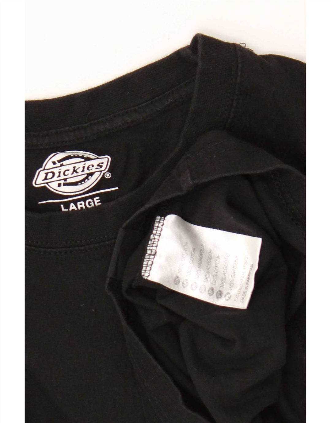 Dickies Mens T-Shirt Top Large Black Cotton