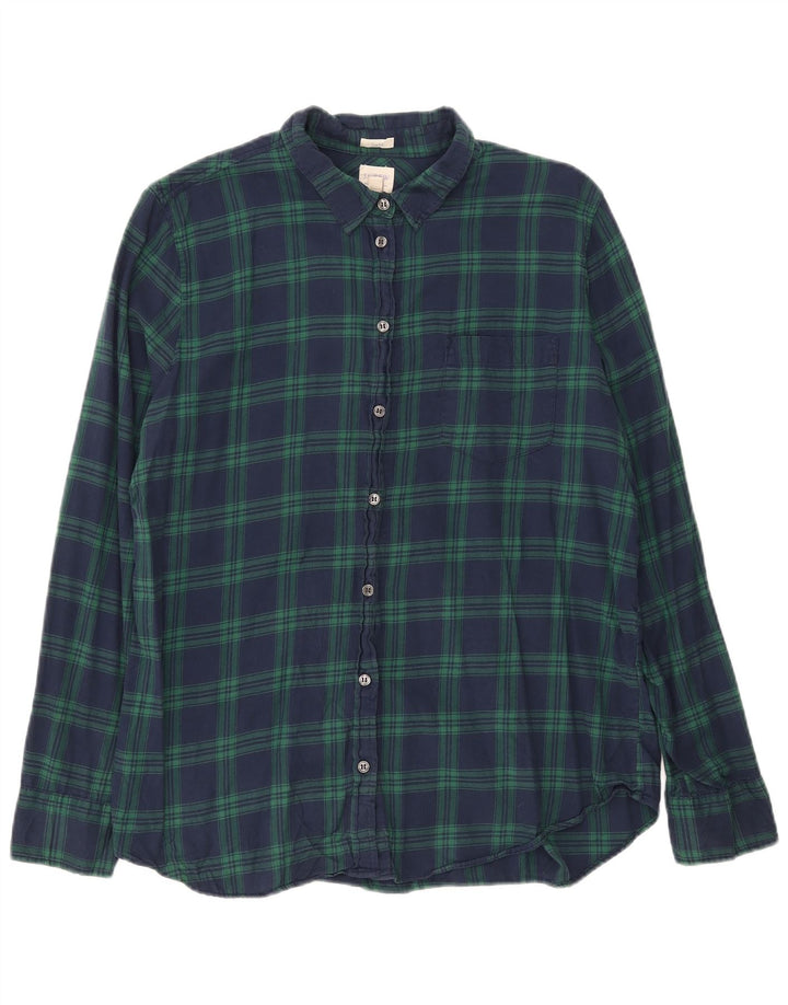 J. Crew Womens Shirt Large Navy Blue Check
