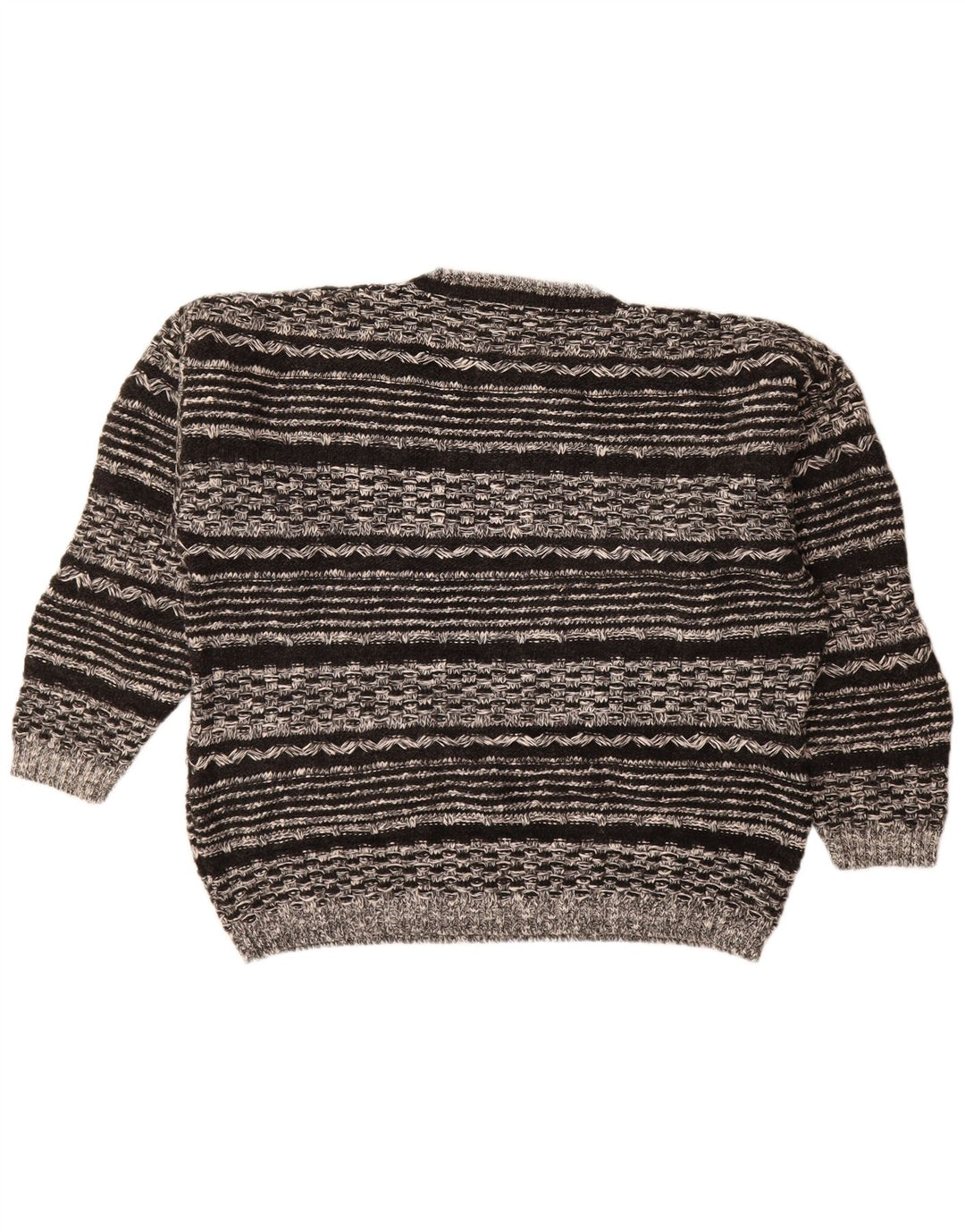 VINTAGE Mens Crew Neck Jumper Sweater XL Black Geometric Wool