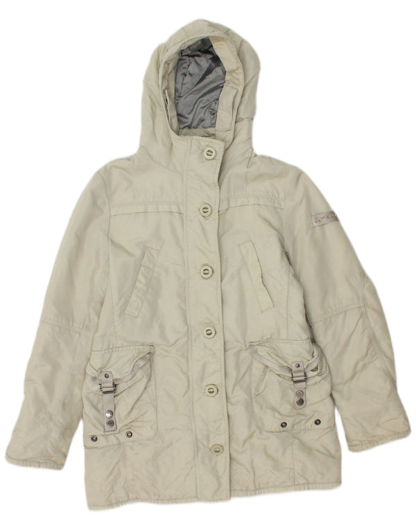 PEUTEREY Girls Hooded Utility Jacket 9-10 Years Large Off White Polyamide