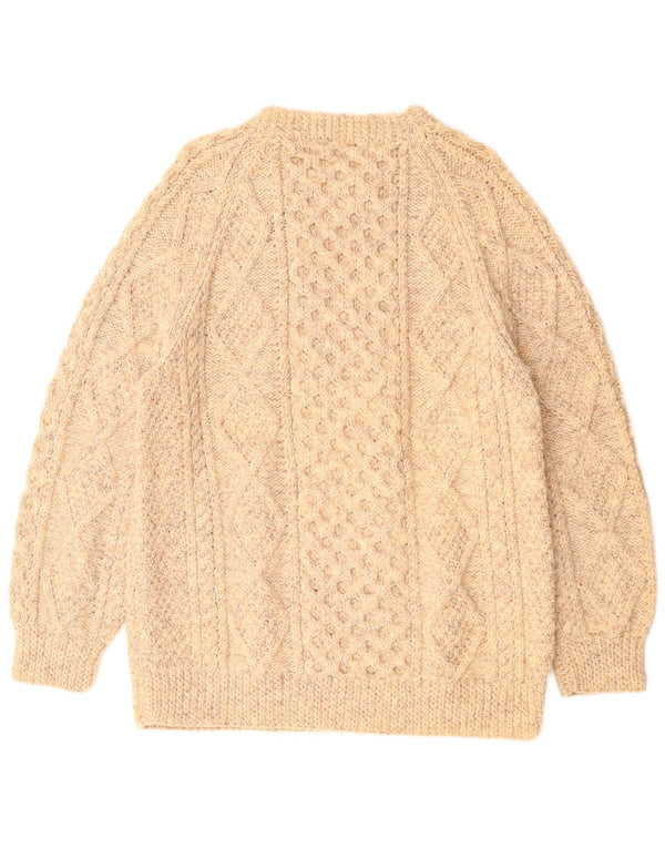 RITA CONDRON Mens Crew Neck Jumper Sweater Medium Beige Wool