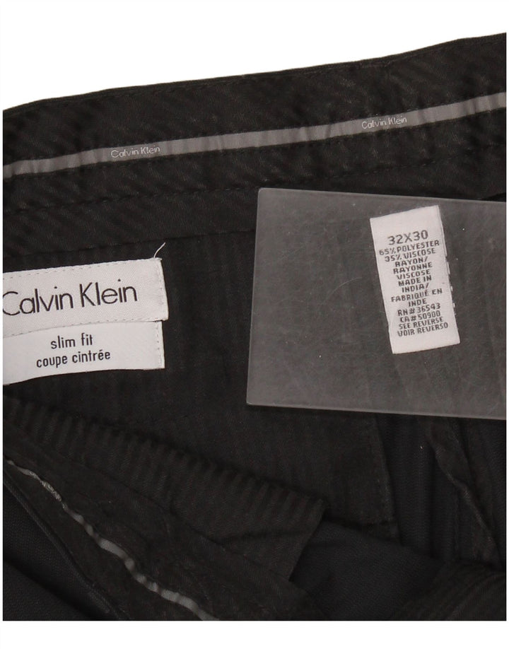 CALVIN KLEIN Mens Slim Fit Suit Trousers W32 L30 Black Polyester