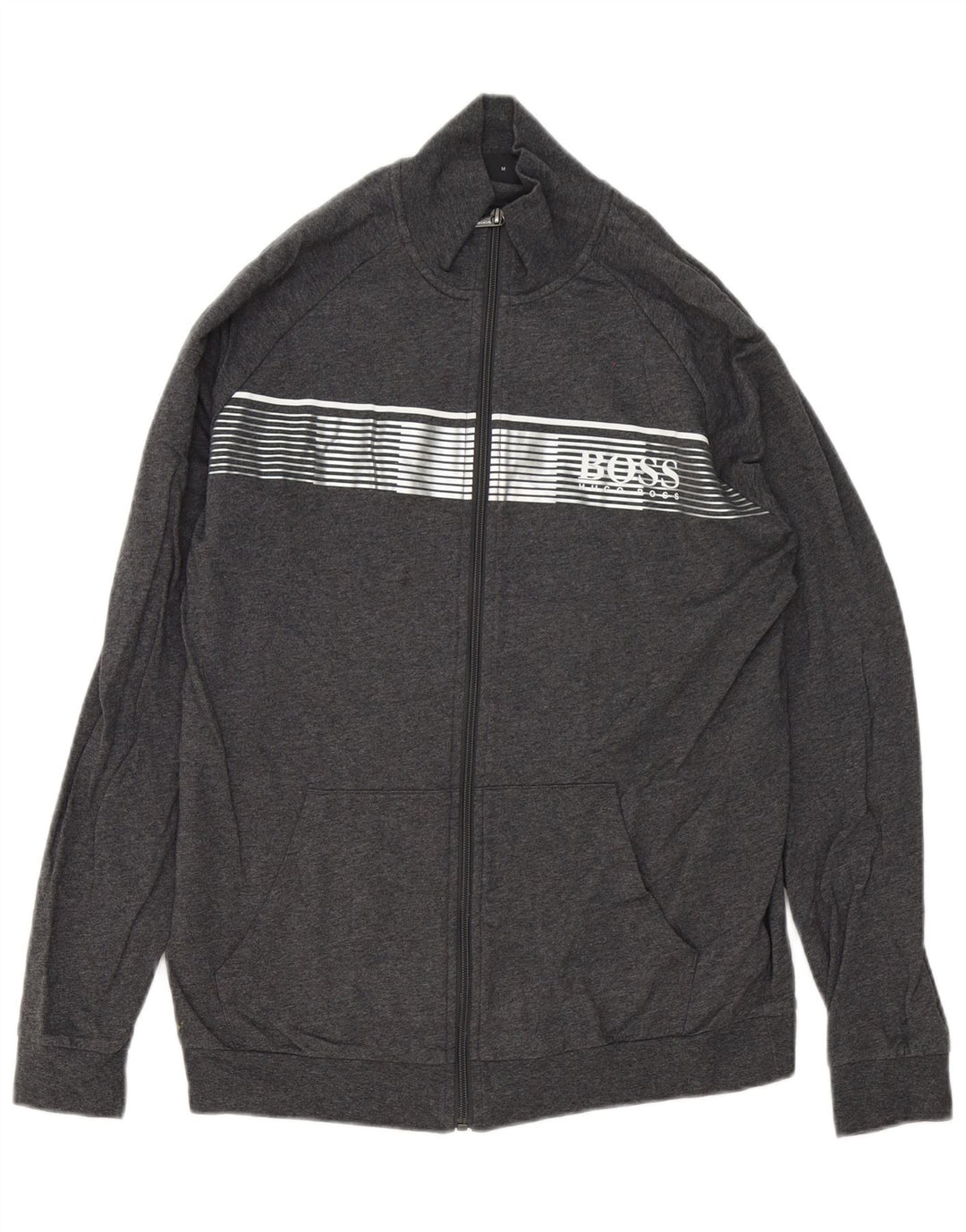 Hugo Boss Mens Tracksuit Top Jacket Medium Grey Cotton