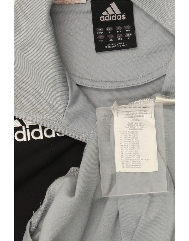 ADIDAS Boys Tracksuit Top Jacket 13-14 Years Grey Colourblock Polyester