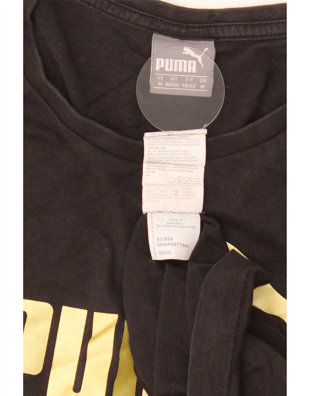 Puma Mens Graphic T-Shirt Top Medium Black Cotton
