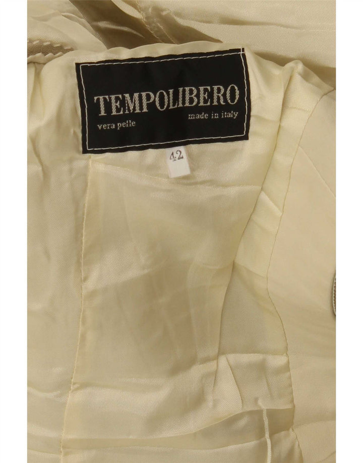 Vintage Womens Leather Jacket IT 42 Medium Beige Leather