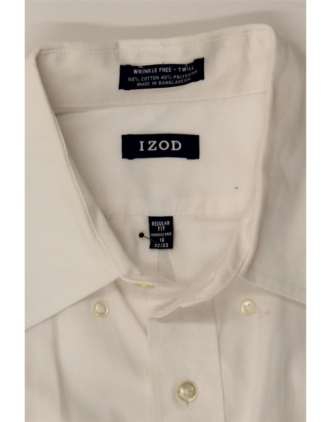 IZOD Mens Regular Fit Shirt Size 16 Large White Cotton Vintage Izod and Second-Hand Izod from Messina Hembry 