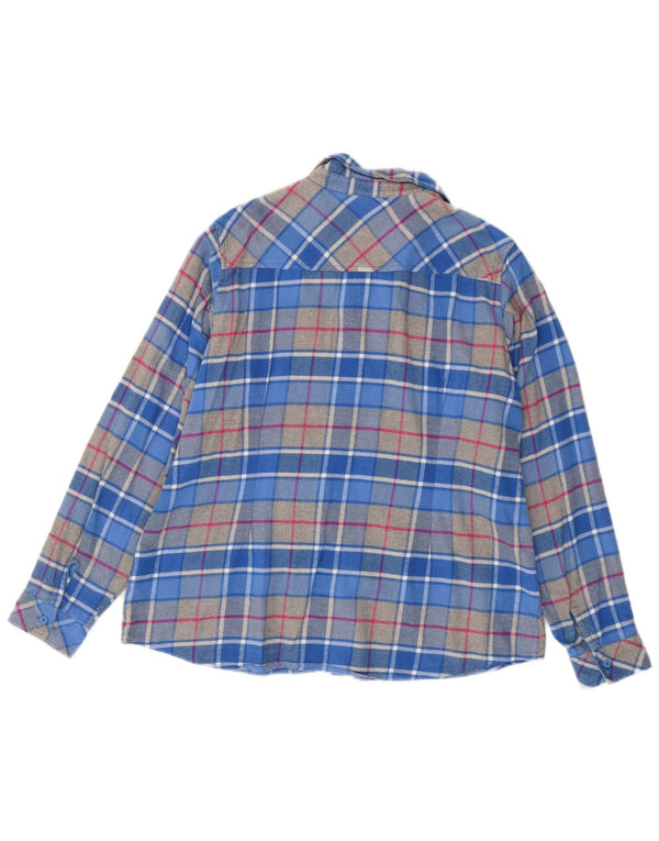 Columbia Womens Oversized Flannel Shirt UK 18 XL Blue Plaid Cotton