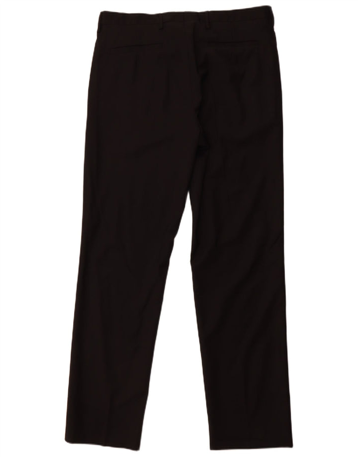 ZARA Mens Straight Suit Trousers EU 44 Large W34 L31 Black Wool