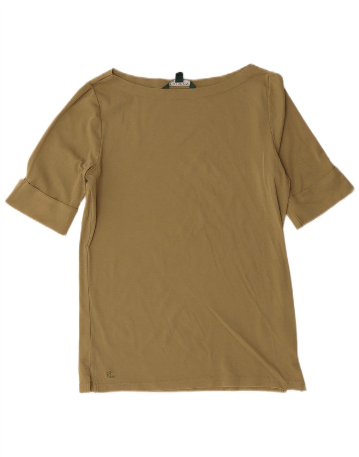 Ralph Lauren Womens Blouse Top UK 12 Medium Khaki Cotton