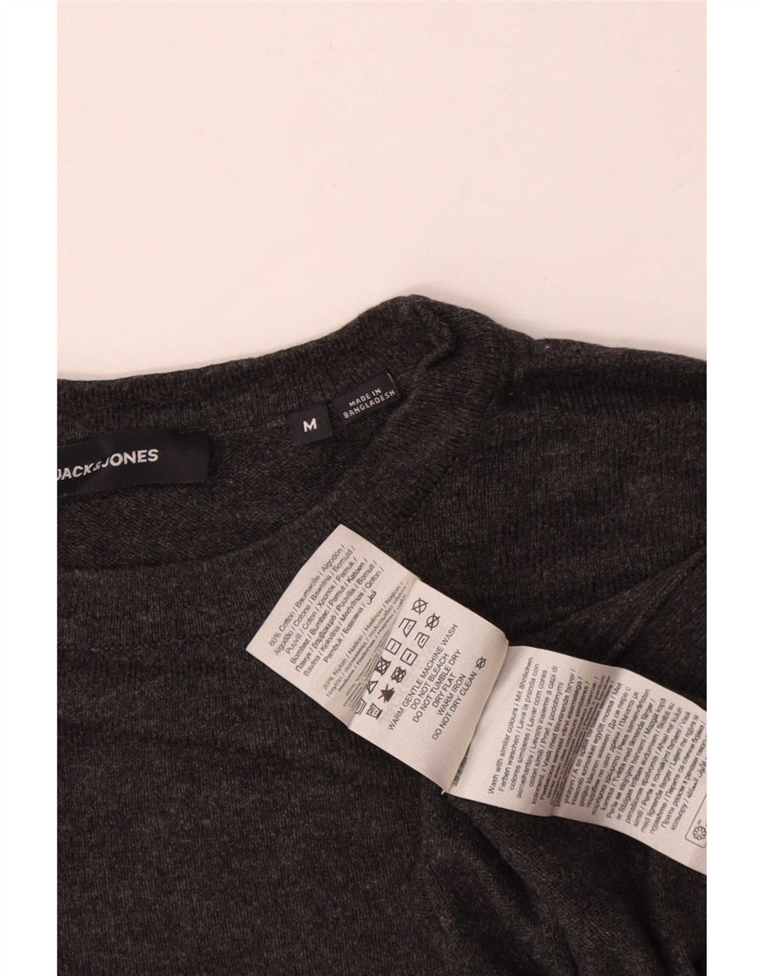 Jack & Jones Mens Crew Neck Jumper Sweater Medium Grey Cotton