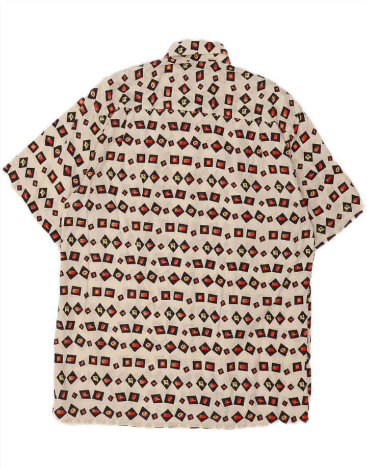 VINTAGE Mens Short Sleeve Shirt Large Off White Geometric