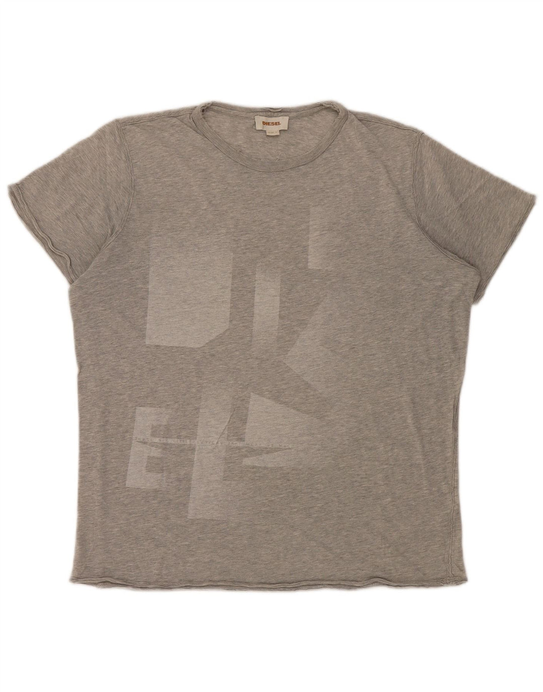 Diesel Mens Graphic T-Shirt Top Large Grey Flecked