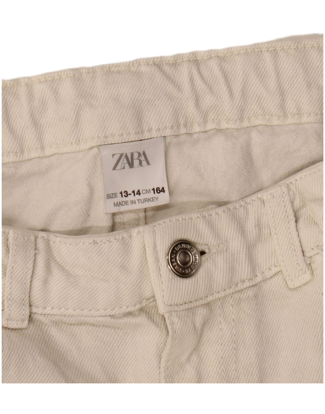 ZARA Girls Distressed High Waist Tapered Jeans 13-14 Years W28 L22 White