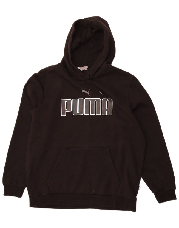 PUMA Mens Graphic Hoodie Jumper Large Black Cotton