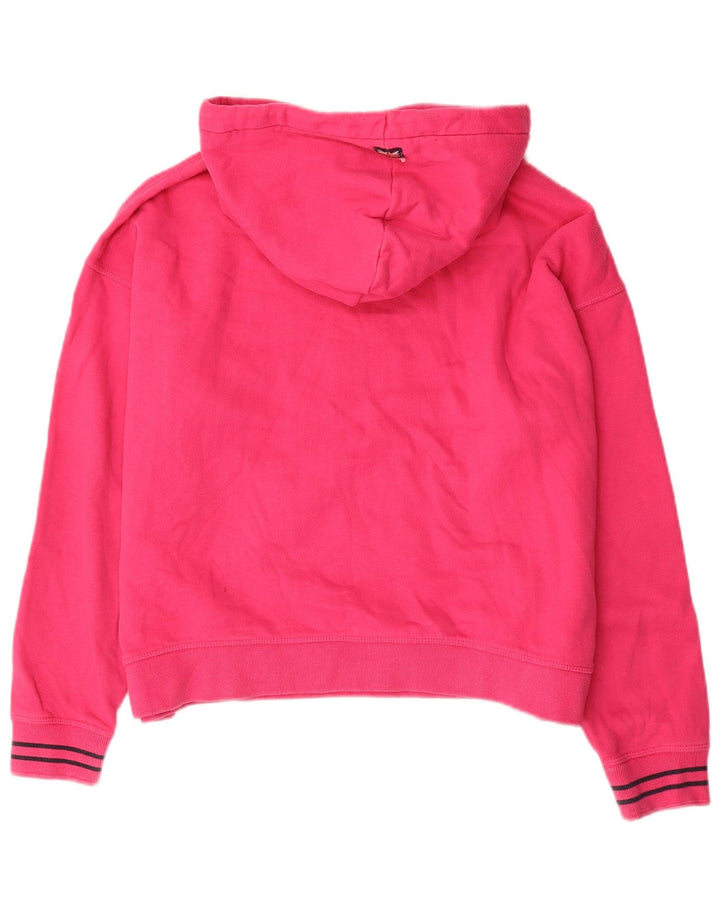 JACK WILLS Womens Oversized Crop Graphic Hoodie Jumper UK 12 Medium Pink