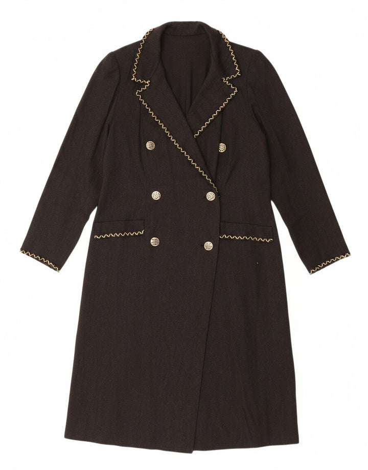 VINTAGE Womens Overcoat UK 14 Medium Black