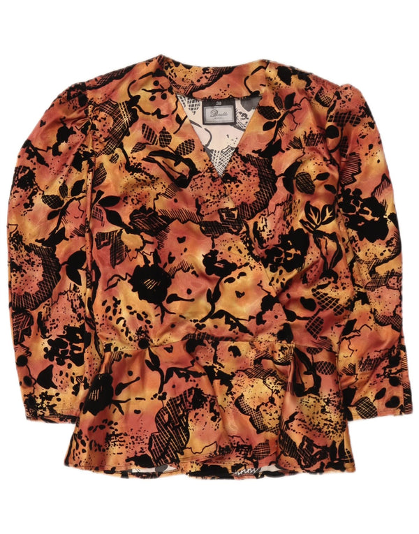 Dorette Womens 3/4 Sleeve Blouse Top EU 38 Medium Orange Floral