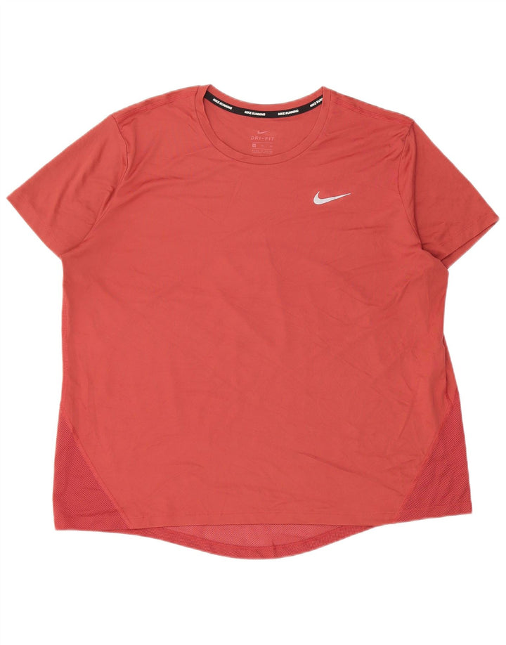 Nike Womens Dri Fit T-Shirt Top UK 18 XL Pink Polyester
