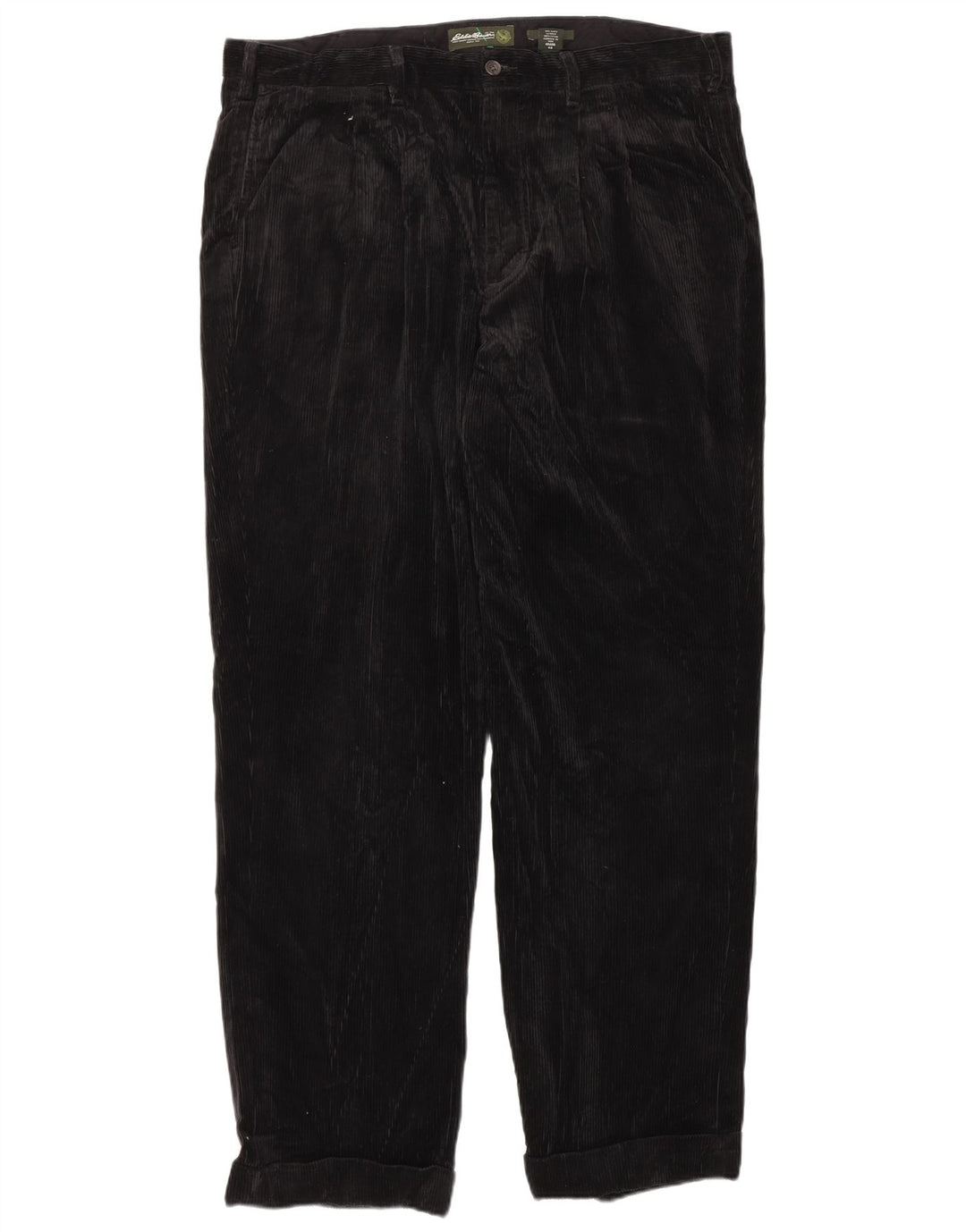 EDDIE BAUER Mens Tall Relaxed Fit Pegged Corduroy Trousers W40 L34  Black