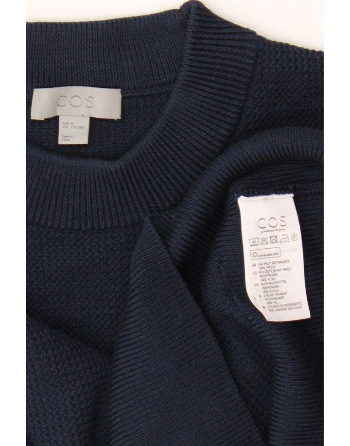 Cos Womens Crew Neck Jumper Sweater UK 14 Medium Navy Blue Wool