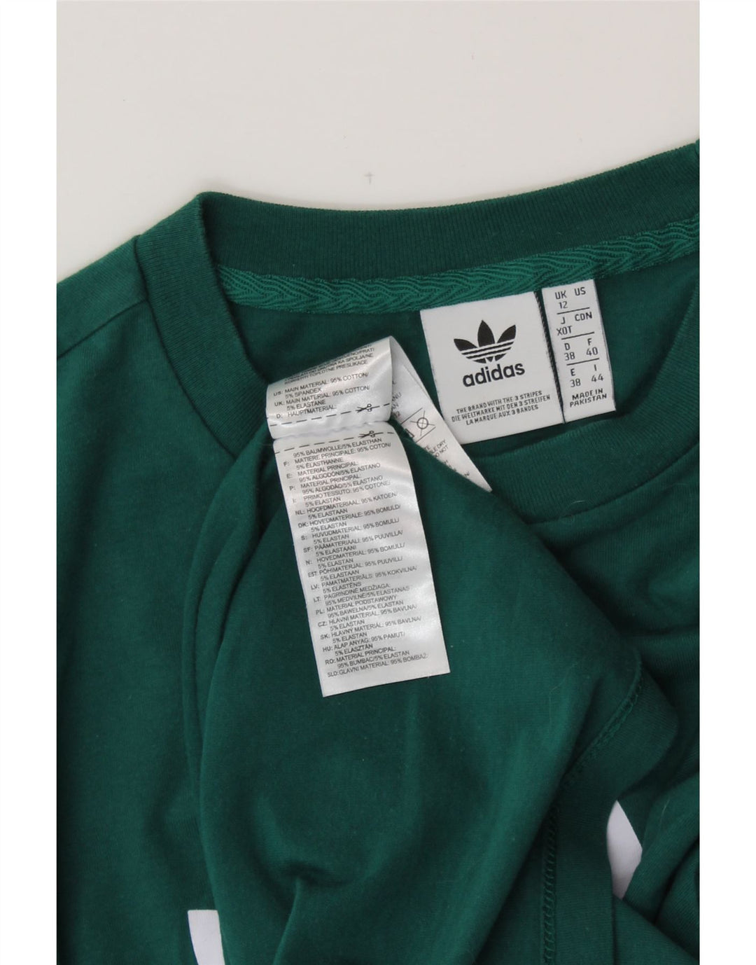 ADIDAS Womens Graphic T-Shirt Top UK 12 Medium  Green Cotton