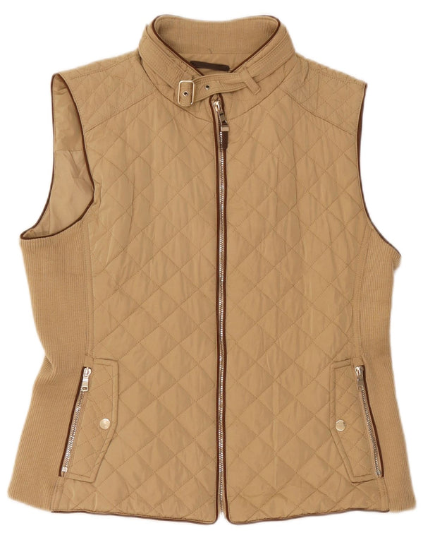 Zara Womens Quilted Gilet UK 18 XL Beige