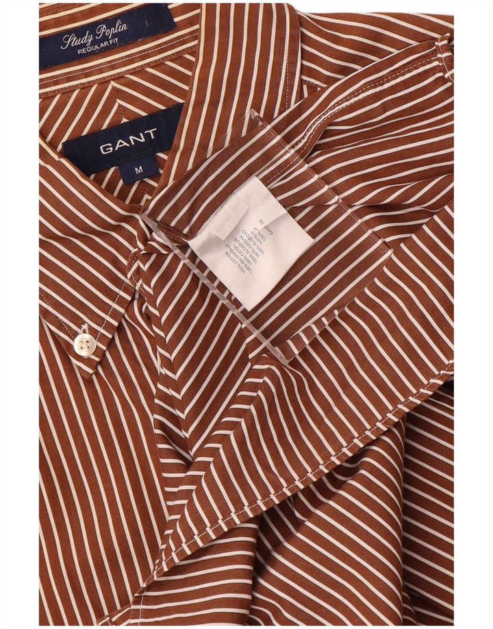 Gant Mens Regular Fit Shirt Medium Brown Striped Cotton
