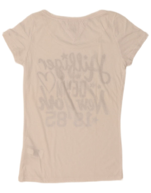 Tommy Hilfiger Womens Graphic T-Shirt Top UK 6 XS White Cotton