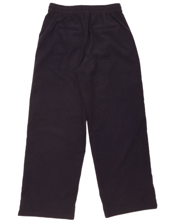 Zara Womens Wide Leg Chino Trousers Large W30 L31 Navy Blue Polyester
