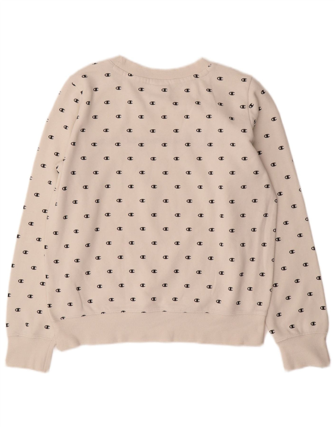 CHAMPION Womens Graphic Sweatshirt Jumper UK 14 Medium White Cotton