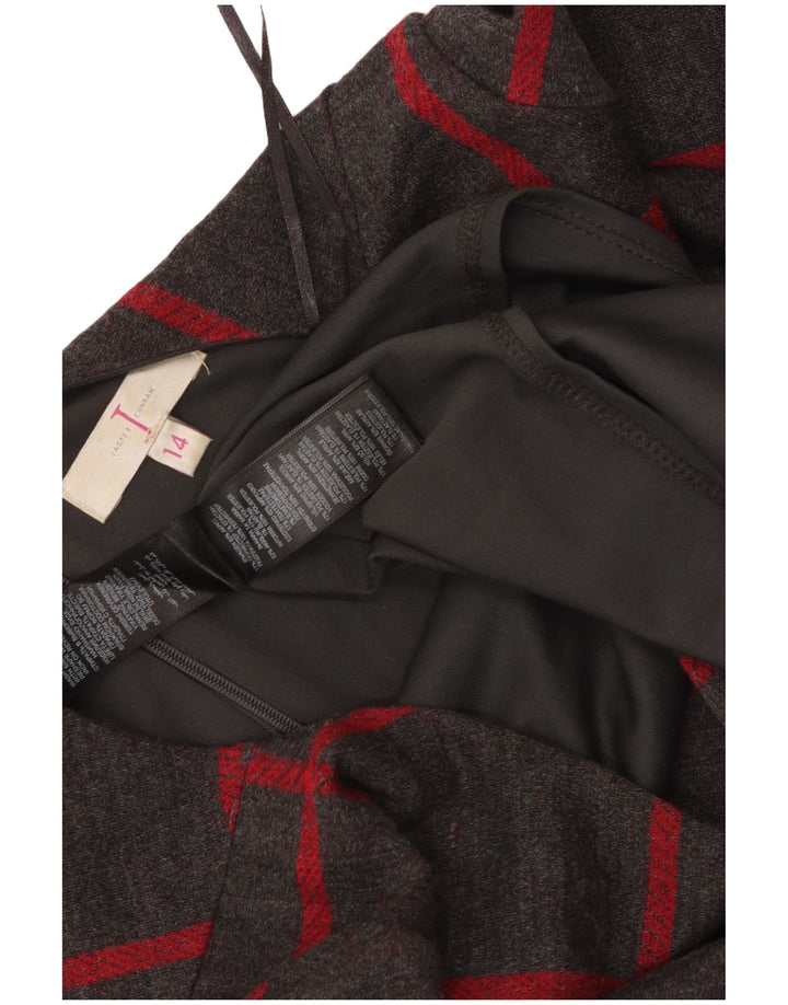 JASPER CONRAN Womens 3/4 Sleeve Sheath Dress UK 14 Medium Grey Check