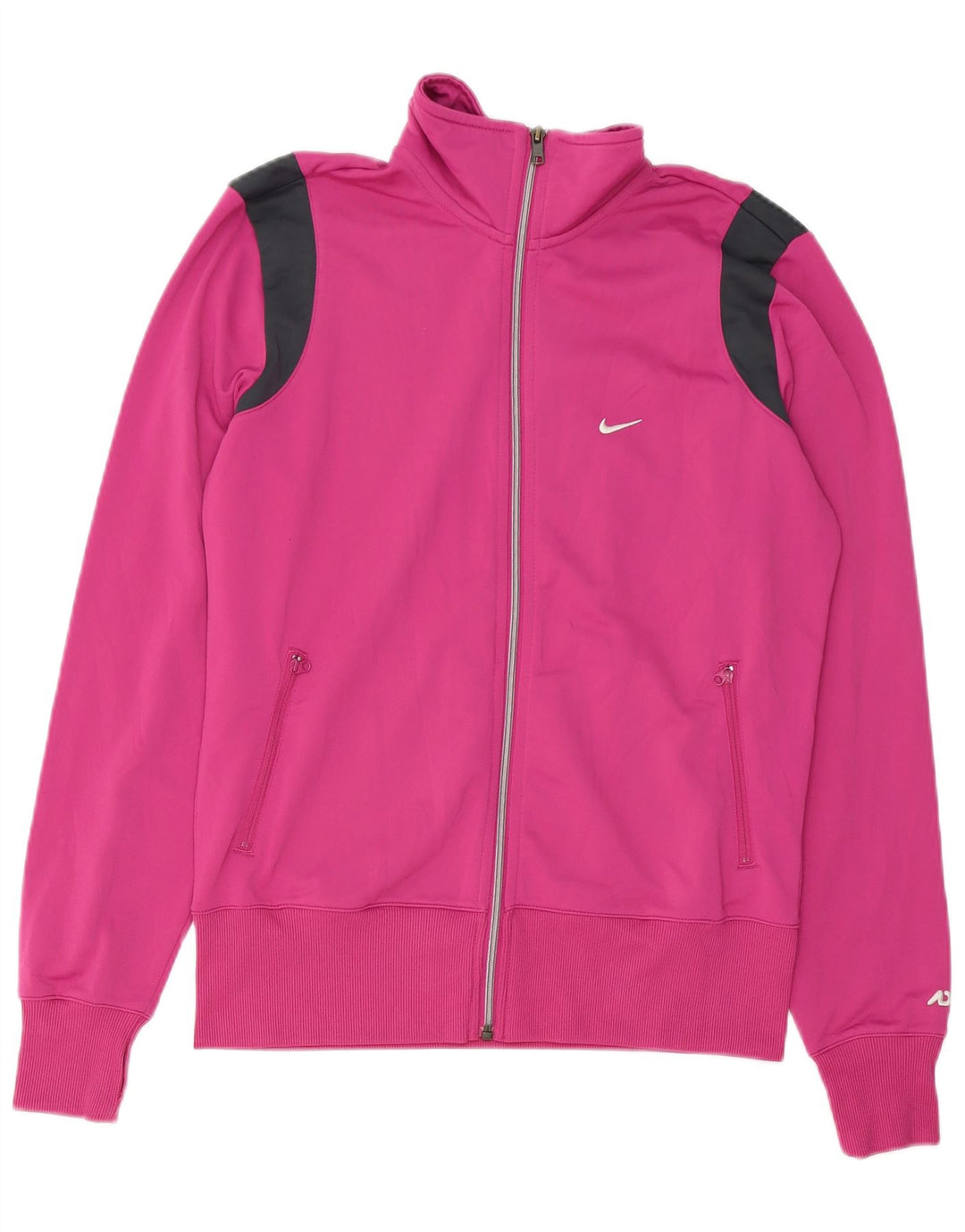 NIKE Womens Tracksuit Top Jacket UK 16 Large Pink Colourblock Polyester