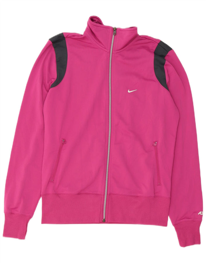 NIKE Womens Tracksuit Top Jacket UK 16 Large Pink Colourblock Polyester