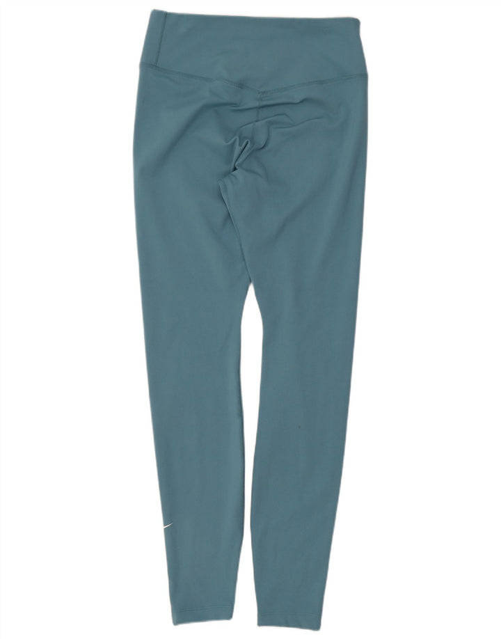 Nike Womens Dri Fit Leggings UK 8 Small Blue Polyester