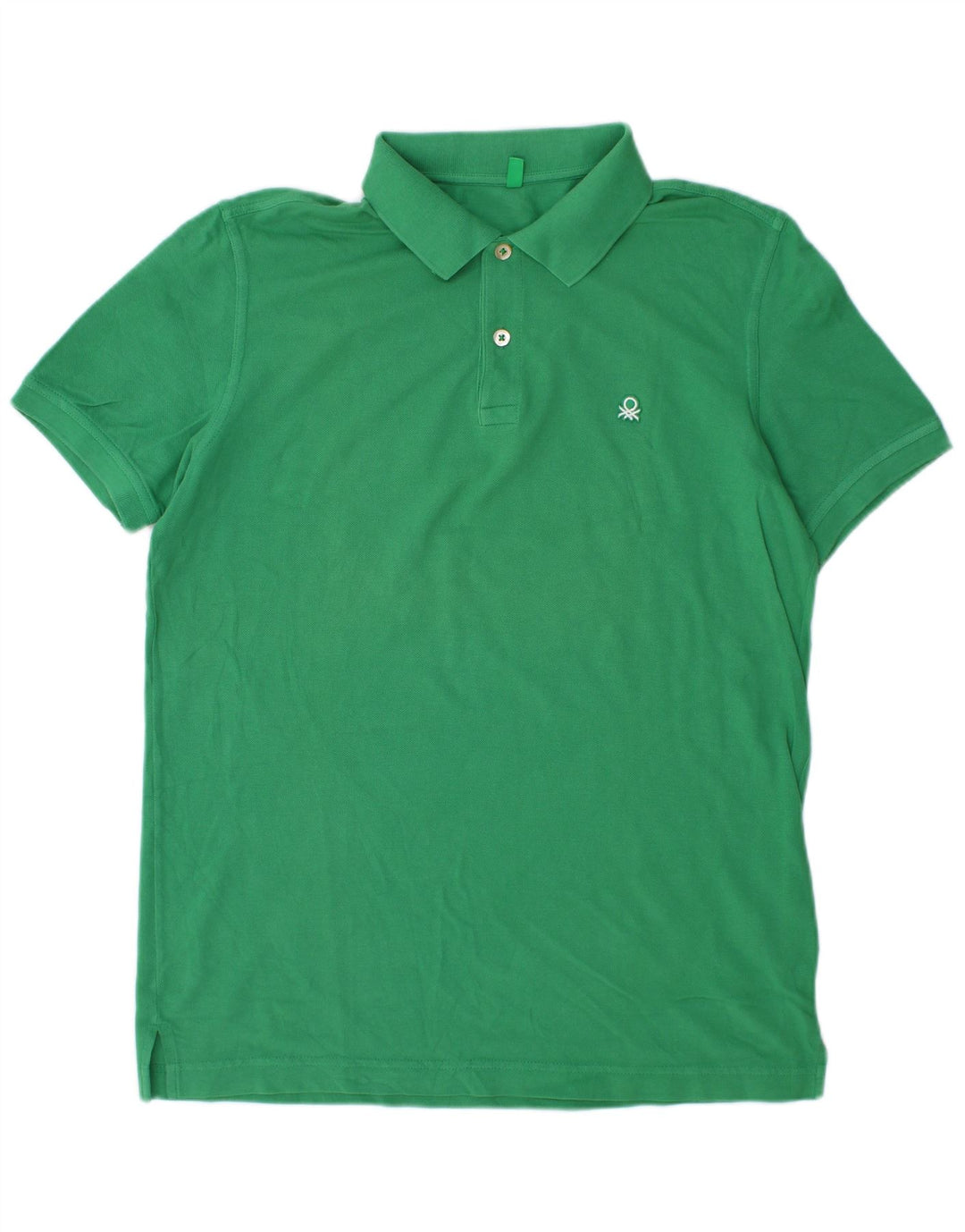 BENETTON Mens Polo Shirt Large Green Cotton