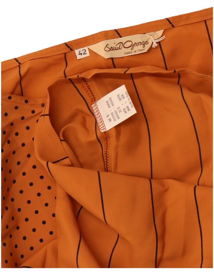Saint George Womens Blouse Top IT 42 Medium Brown Pinstripe Acetate