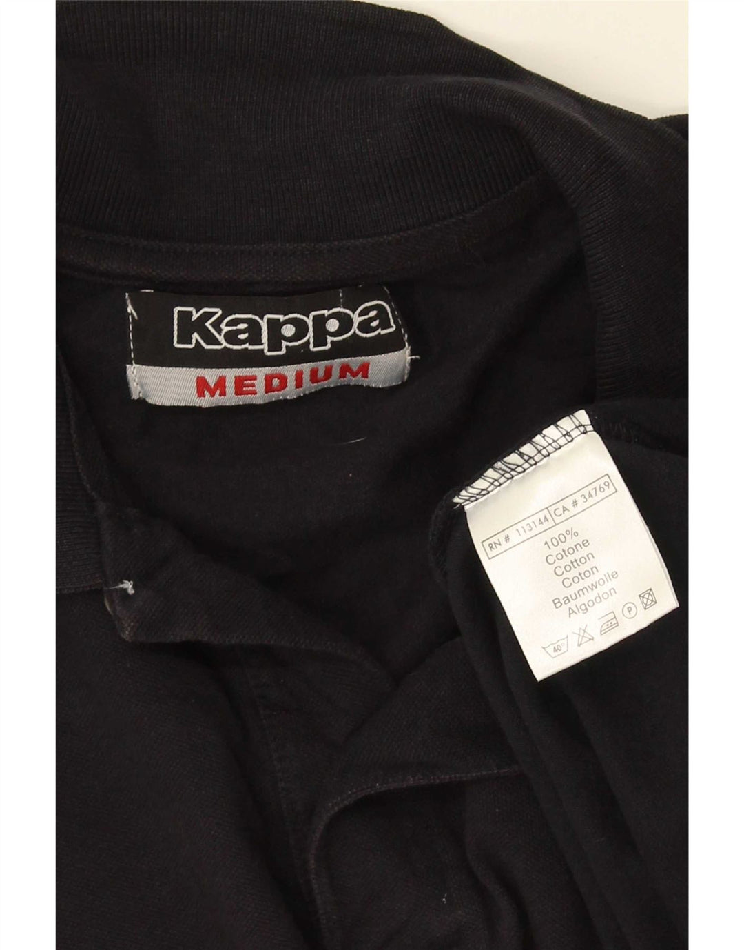 Kappa Mens Polo Shirt Medium Black Cotton
