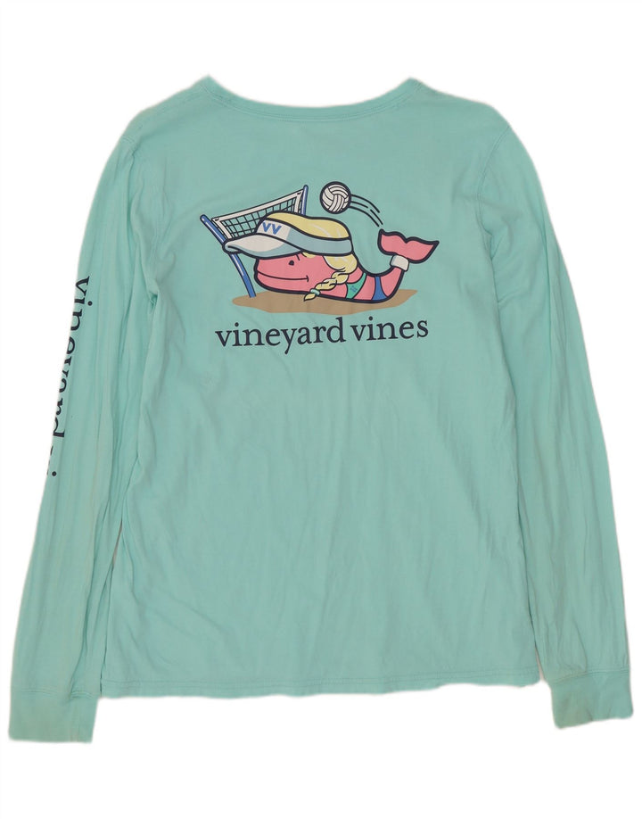 Vineyard Vines Womens Graphic Top Long Sleeve UK 14 Medium Blue Cotton