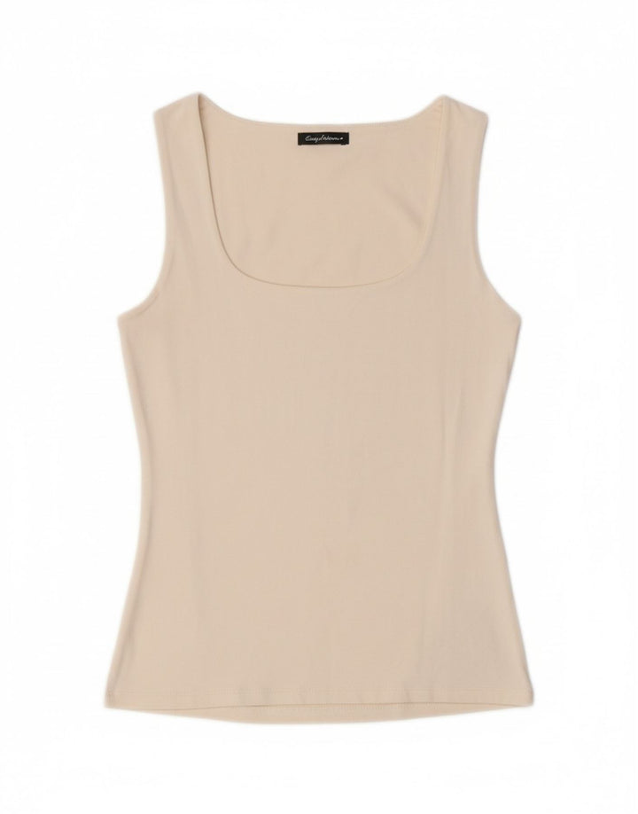ZARA Womens Vest Top UK 12 Medium Off White Polyamide