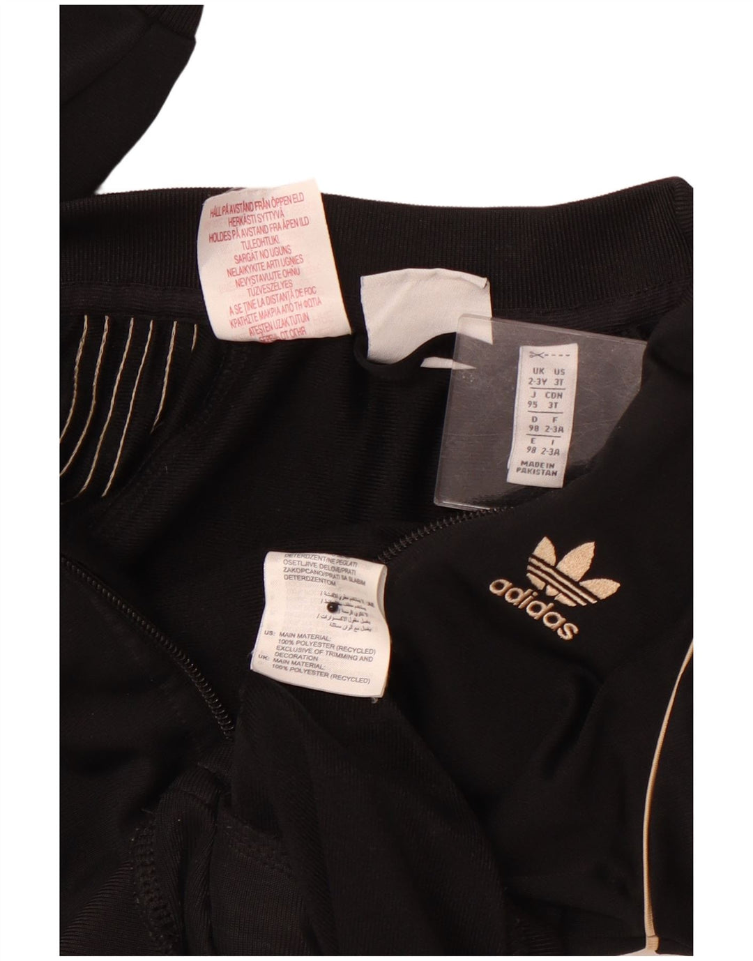 ADIDAS Boys Tracksuit Top Jacket 2-3 Years Black Polyester