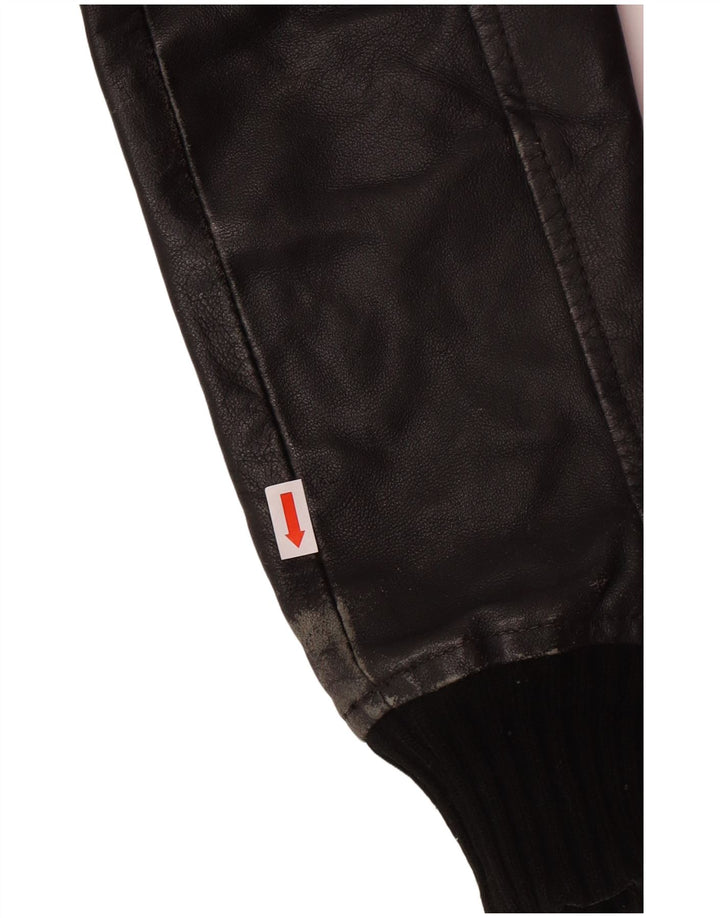 XDYE Womens Leather Jacket UK 10 Small Black Leather Biker