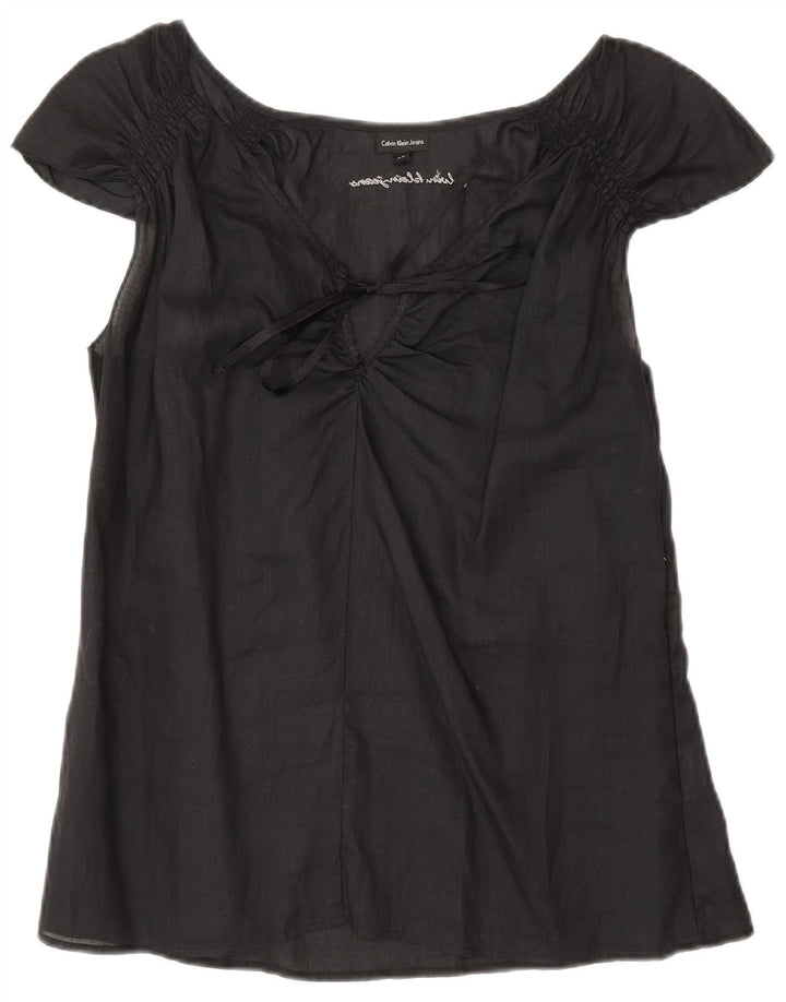 Calvin Klein Jeans Womens Blouse Top UK 18 XL Black