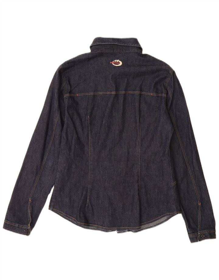 Killer Loop Womens Denim Shirt UK 8 Small Navy Blue